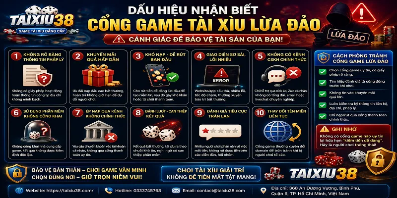 Dấu hiệu nhận biết cổng game tài xỉu lừa đảo